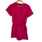 Monrow Romper Pink Soft Guazy Short Sleeves Sash Tie Organic Cotton Size Medium‎ Photo 1