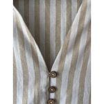 Petal and Pup  Women's Tan White Striped V-Neck Sleeveless Tiered Midi Dress Size 8 Photo 4