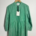 Pomander Place Lydell Shirt Dress Women XS Sea Green Linen Button Front Relaxed Photo 3