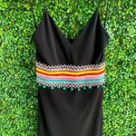 Alice + Olivia black strap dress, with multicolor embroidered waist - EUC Photo 1