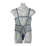 MAPALE 8594 Blue Floral Lace Teddy Bodysuit Crotchless Plus Size 2X/3X Photo 10
