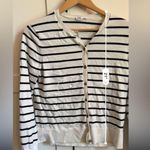 Gap  Classic Striped Sweater Cardigan size large blk & white 100% cotton vintage Photo 4