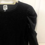 Anne Klein Sparkly Black Puff Sleeve Top with Stretch Photo 2