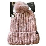 London Fog Black and Pink Knit Beanie Hat Photo 0