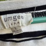 Umgee ‎ Black and White Striped Top with Lace Sleeves Photo 3