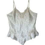 Vintage White Satin Silky Romper Teddie One Piece Pajamas Lingerie Large Photo 2