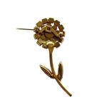 American Vintage Vintage 70s Gold Tone Purple Rhinestone Flower Brooch Pin MCM Floral Retro Glam Photo 4