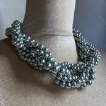 Faux pearl gray cluster layered chunky statement necklace Photo 7