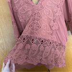 XCVI Mind Set by  Mauve Lace Overlay Blouse Cover Up Size Small Photo 9