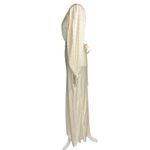 Karen Millen 4 Ivory Satin Backless Gown Puff Sleeve Pleated Belted Dress $679 Photo 8