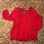 Figueroa & Flower Red Polka Dot Sheer Blouse by Free People size L Size L Photo 0