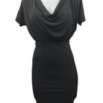 ASOS Black V-Neck Cowl Short Sleeve Stretch Pull Over Bodycon Midi Dress Size 2 Photo 0