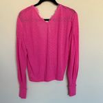 Free People Dream Girl Hot Pink V-Neck Bishop-Sleeve Sheer Knit Sweater Small Photo 6