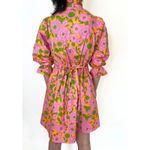 Flora Bea 100% Cotton Pink Orange Green Floral Ruffle Mini Dress Size Medium Photo 1