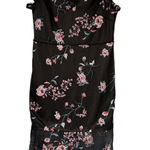 Showpo Sheer Tulle Floral Embroidered‎ Dress Ruffle Sleeves Party Black 4 Photo 0