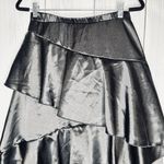 SheIn MOD Black Satin Tiered Maxi Skirt Sz L (8/10) NWT Side Zip Photo 4