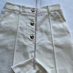 ZARA  High Rise shorts Cream Gold Buttons Front Seam Pleated Size S Photo 5