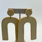 Arch Dangle Earrings Beige Speckled Clay Statement Geometric Urban Tribal Boho Tan Photo 1