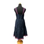 J Crew Scalloped tiered ruffle maxi dress size 2 Navy & Pink Photo 6