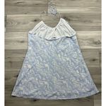 Abercrombie & Fitch NWT Abercrombie & Fitch Blue Swirl Satin Ruched Halter Dress Plunge Back Sz XL Photo 5