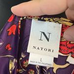 Natori  paisley printed purple midi length satin nightgown size large Photo 5