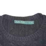 Lauren Ralph Lauren Crest Black Cable Knit Short Sleeve Sweater Top XL Photo 2