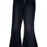 We The Free  Jeans Womens 26 Black Flare High Rise Button Fly Distressed Hem Boho Photo 0