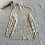 Talbots Lambswool Blend Cream White Cable Knit Turtleneck Pullover Sweater Photo 5