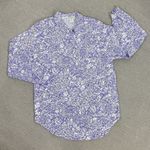 Premiere Vintage Floral Oversized Shirt Button Up Purple White Size 8 Boyfriend Photo 11