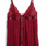 Victoria's Secret  Red Lace Babydoll Chemise Slip Nightgown Size S Photo 0