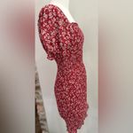 Trixxi Clothing Company Red Floral Smocked Puff Sleeve Mini Dress Photo 2