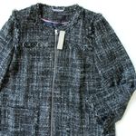J.Crew NWT Tweed Swing Lady Coat in Raven Black Fringe Trim Coat 8 $198 Photo 2