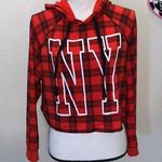 Flirtitude  red plaid New York City cropped pullover sweatshirt Photo 0