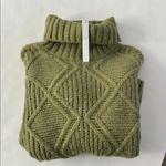 Caslon NWT  x Nordstrom Sage Green Chunky Diamond Knit Turtleneck Sweater Large Photo 7