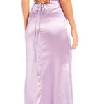 GB Social Corset Cowl Neck Lace-Up Back Slit Hem Satin Long Dress Photo 1