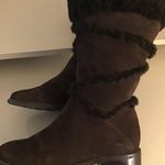 L.L.Bean women brown suede shearling knee high boots US 9 Photo 0