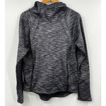 Athleta Cowl Hoodie Pullover Small Womens Black Gray Heather Thumb Holes Photo 1