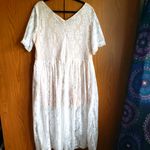 NEW C.O.C NWT Womens Plus 2X Cream Nude Lace Midi Beach Sexy Wedding Dress White Photo 6