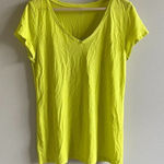 Ann Taylor  Tee Shirt Top Yellow Womens Size L V Neck‎ Cap Sleeve Photo 0