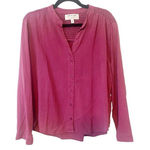 Anthropologie  Cloth & Stone Smocked Raspberry Button Down‎ Top Petite Large Photo 0