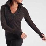 Athleta Brown & Black Triumph Leopard Animal Printed Zip Up Hoodie Size Small Photo 0