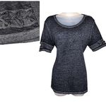 Mudd Criss Cross Short Sleeve Dark Gray Acid Wash Top Small Photo 1