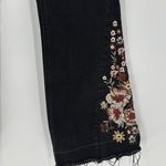 Ashley Mason  Jeans Black Embroidered floral Flare Bell Bottom raw hem size 31 Photo 3