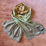 Descours Paris Silky Fringe Scarf Wrap Ombre Green Beige Made in France Photo 0