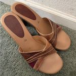 Fioni Women’s  Brown sandal heels size 10 leather shoes slip on Photo 1