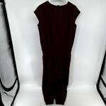 ALBION FIT Albion Jetsetter Jumpsuit Cap Sleeve Tie Waist Tapered Leg Zipper Hem Maroon M Photo 4