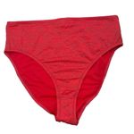 Jessica Simpson Women's Flower Printed Hi-Waist Bikini Bottoms Coral Large L Photo 0