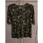 Denim + Company Women's Green Paisley Floral Print V Neck 3/4 Sleeve Top Size M Size M Photo 3