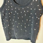 ZARA  Embellished Tank‎ Top Ribbed Knit Rhinestone Gray Size Medium Photo 2