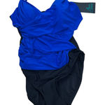 Aqua Green  Women's Blue and Black One Piece Swimsuit - Size Medium - NWT Photo 0